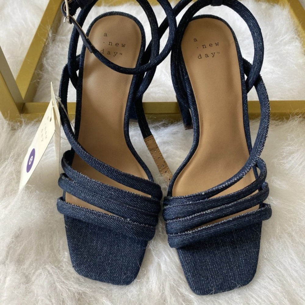 A New Day Women's Denim Strappy Sandals